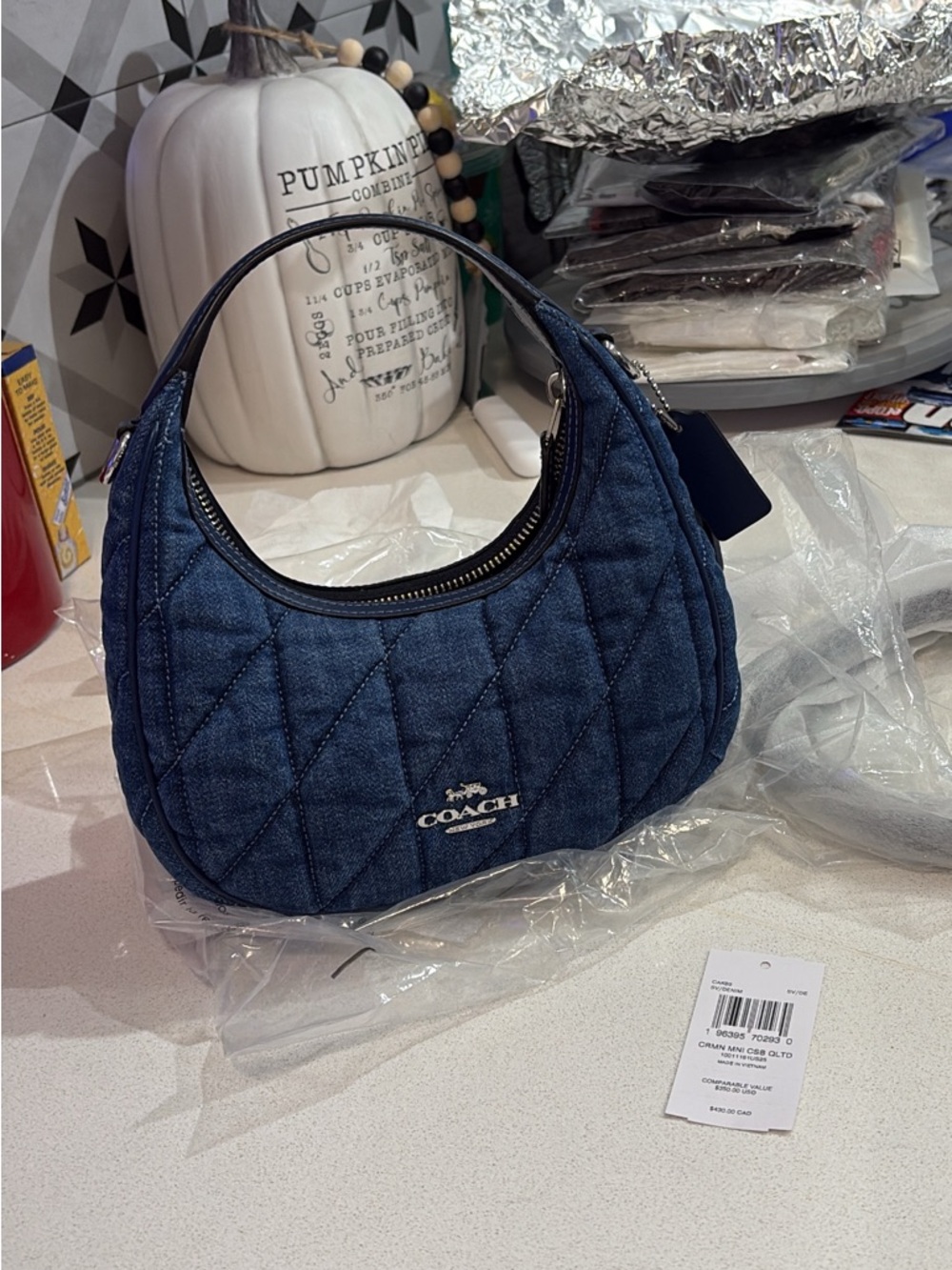 Coach Karmin Quilted Denim Arm/ Crossbody Bag Pristine Condition orig. 350 2 tag